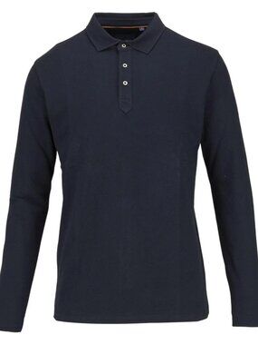 Guide London Navy Pique Knit Long Sleeve Polo